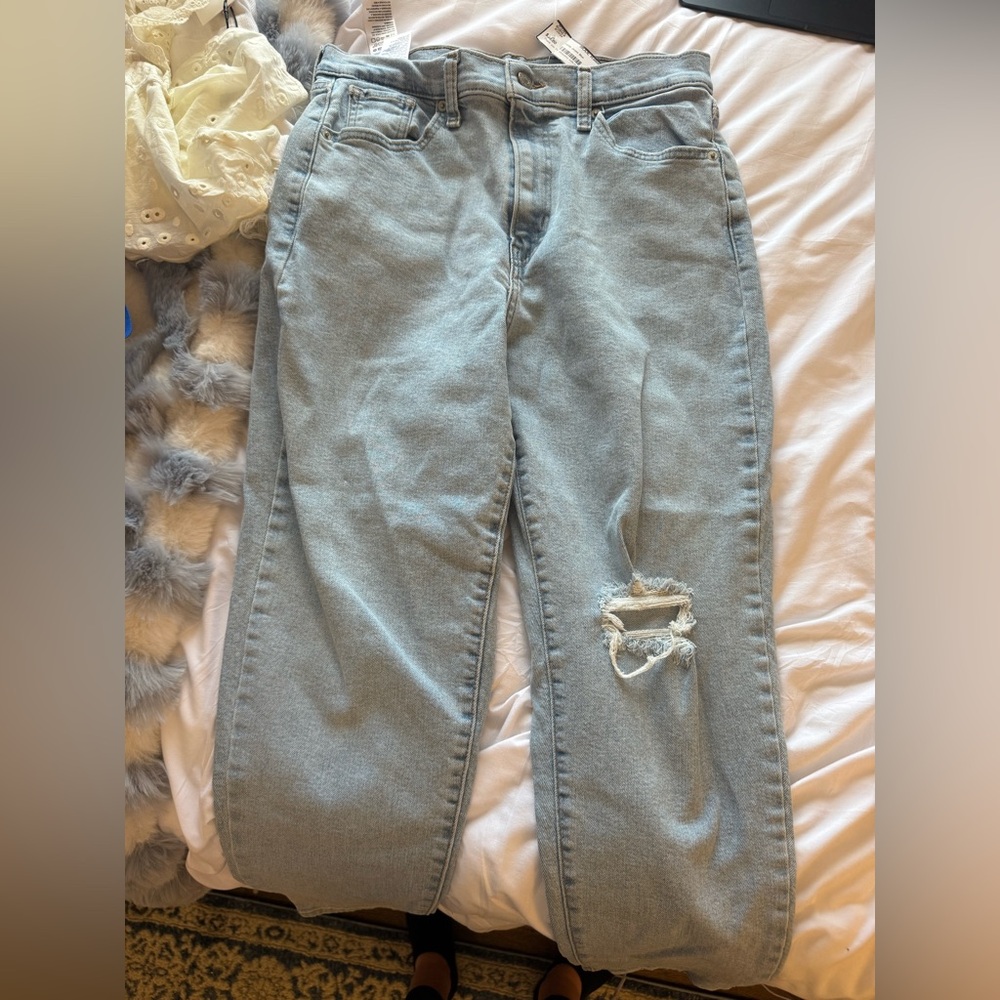 Levi's Light Blue Boyfriend Jeans with Distressed Detail